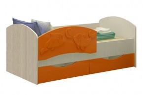 Детская кровать Дельфин-3 МДФ оранжевый, 80х160 в Екатеринбурге - mebel-e96.ru