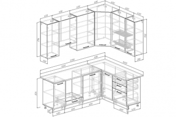 Угловой кухонный гарнитур Руанда 2200*1600 мм Sanvut в Екатеринбурге - mebel-e96.ru