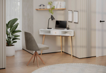 Стол письменный угловой, арт.6-01104, белый(ГК) в Екатеринбурге - mebel-e96.ru