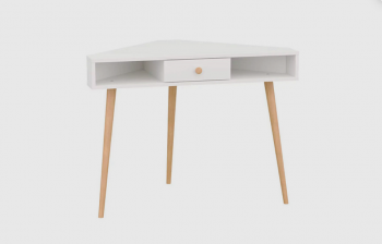 Стол письменный угловой, арт.6-01104, белый(ГК) в Екатеринбурге - mebel-e96.ru