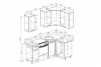 Кухонный гарнитур угловой Дели 2000х1200 в Екатеринбурге - mebel-e96.ru