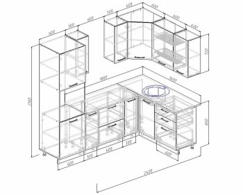 Угловой кухонный гарнитур Жемчуг 2400х1600 мм в Екатеринбурге - mebel-e96.ru