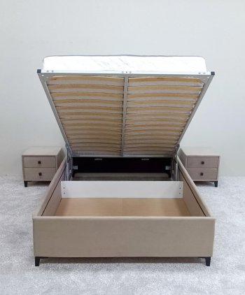 Кровать с подъемным механизмом Мега беж (Лин) в Екатеринбурге - mebel-e96.ru
