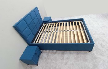 Кровать с подъемным механизмом Мега синий (Лин) в Екатеринбурге - mebel-e96.ru