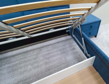 Кровать с подъемным механизмом Мега синий (Лин) в Екатеринбурге - mebel-e96.ru