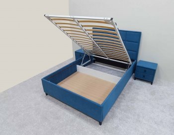 Кровать с подъемным механизмом Мега синий (Лин) в Екатеринбурге - mebel-e96.ru