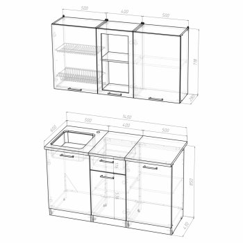 Кухонный гарнитур Алина медиум 1400 мм (Герда) в Екатеринбурге - mebel-e96.ru