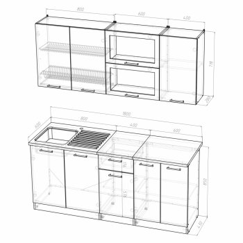 Кухонный гарнитур Алина макси 1800 мм (Герда) в Екатеринбурге - mebel-e96.ru