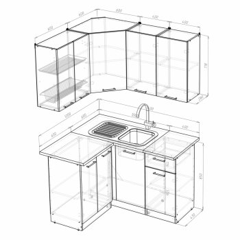 Кухонный гарнитур Алина прайм 1200х1400 мм (Герда) в Екатеринбурге - mebel-e96.ru