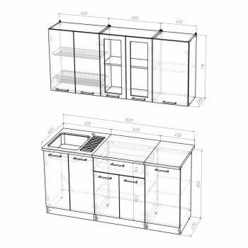 Кухонный гарнитур Алина стандарт 1600 мм (Герда) в Екатеринбурге - mebel-e96.ru