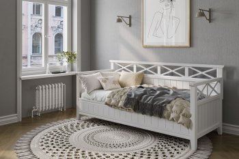 Кровать из массива Амелия белый античный (БМ) в Екатеринбурге - mebel-e96.ru