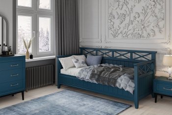 Кровать из массива Амелия сапфир без ящиков (БМ) в Екатеринбурге - mebel-e96.ru