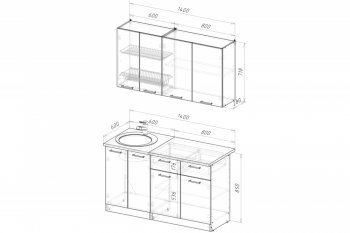 Кухонный гарнитур Антика медиум 2 1400 мм (Герда) в Екатеринбурге - mebel-e96.ru