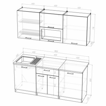 Кухонный гарнитур Арина макси 1800 мм  (Герда) в Екатеринбурге - mebel-e96.ru