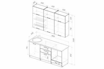 Кухонный гарнитур Асая макси 1800 мм (Герда) в Екатеринбурге - mebel-e96.ru