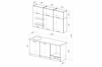 Кухонный гарнитур Асая макси 2 1800 мм ПМ (Герда) в Екатеринбурге - mebel-e96.ru