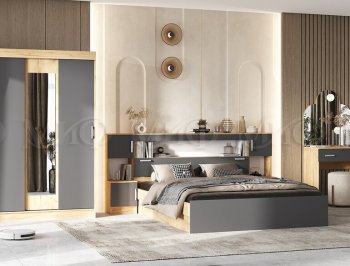 Спальный гарнитур Бася крафт/графит (Миф) в Екатеринбурге - mebel-e96.ru