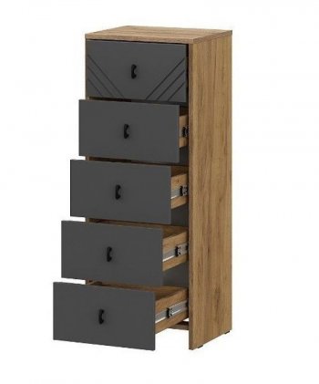 Комод (5 ящиков) Байкал Графит/Дуб золотой (СВ) в Екатеринбурге - mebel-e96.ru