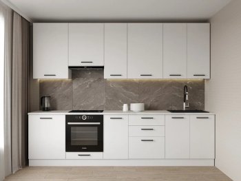 Кухонный гарнитур высокий Белый глянец 3000 мм МДФ (Санвут) в Екатеринбурге - mebel-e96.ru