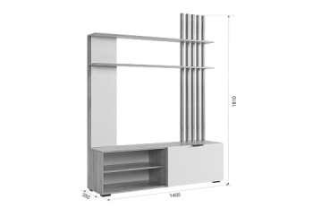 Стенка Бери К3 белое дерево (Мебельсон) в Екатеринбурге - mebel-e96.ru