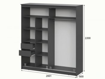 Шкаф-купе №25 2000 мм Блэк ЛАЙТ графит (СВ) в Екатеринбурге - mebel-e96.ru
