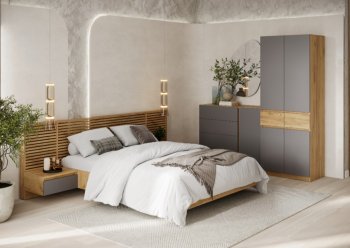 Спальный гарнитур Бостон Лайт серый (Стиль) в Екатеринбурге - mebel-e96.ru