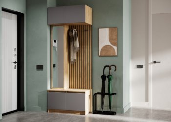 Прихожая Бостон Лайт комп.1 серый шифер (Стиль) в Екатеринбурге - mebel-e96.ru