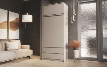 Шкаф Челси с антресолью 900 мм Кашемир (Миф) в Екатеринбурге - mebel-e96.ru