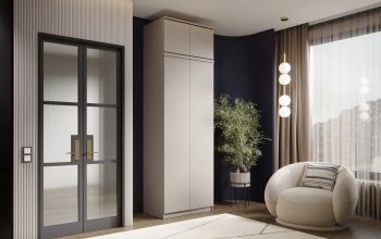 Шкаф 800 мм Челси двустворчатый с антресолью Кашемир (Миф) в Екатеринбурге - mebel-e96.ru