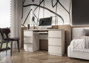 Письменный стол Челси 6 ящиков кашемир (Миф) в Екатеринбурге - mebel-e96.ru