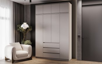 Шкаф 1600 мм Челси с антресолью Кашемир (Миф) в Екатеринбурге - mebel-e96.ru