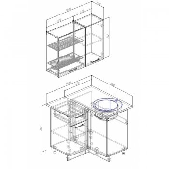 Кухонный гарнитур угловой Дели 1000*1000 (Sanvut) в Екатеринбурге - mebel-e96.ru