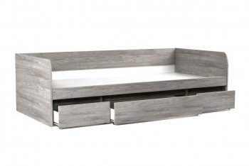 Кровать 900 с ящиками Денвер Риббек серый (СБК) в Екатеринбурге - mebel-e96.ru