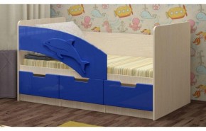 Детская кровать Дельфин-6 МДФ, 80х160, темно-синий в Екатеринбурге - mebel-e96.ru