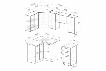 Кухонный гарнитур Дюна оптима 5 1200х2000 мм (Герда) в Екатеринбурге - mebel-e96.ru