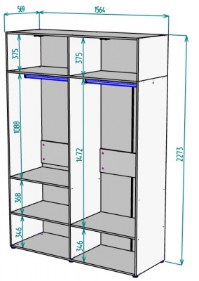 Шкаф 1564 мм Erik H313 + Антресоль HA4 (Графит) в Екатеринбурге - mebel-e96.ru