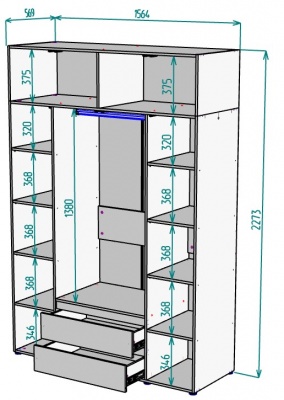 Шкаф 1564 мм Erik H328 + Антресоль HA4 (Белый) в Екатеринбурге - mebel-e96.ru