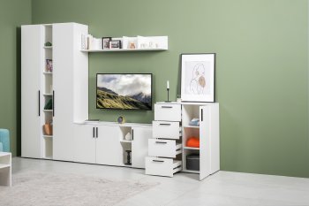 Стенка Эйр комп 1, белый (Моби) в Екатеринбурге - mebel-e96.ru