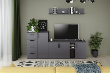 Стенка Эйр комп.1, графит (Моби) в Екатеринбурге - mebel-e96.ru