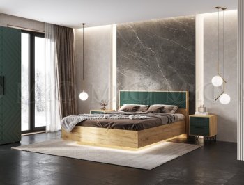 Кровать парящая Флэш крафт/грин (Миф) в Екатеринбурге - mebel-e96.ru