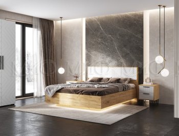 Кровать парящая Флэш крафт/белый (Миф) в Екатеринбурге - mebel-e96.ru