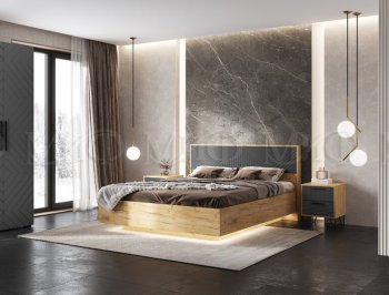 Кровать парящая Флэш крафт/графит(Миф) в Екатеринбурге - mebel-e96.ru