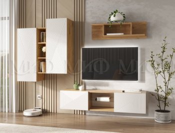 Стенка Флэш крафт/белый (Миф) в Екатеринбурге - mebel-e96.ru