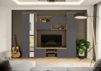 Стенка Герда крафт/графит (ИЦ) в Екатеринбурге - mebel-e96.ru