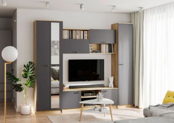 Стенка Герда крафт/графит (ИЦ) в Екатеринбурге - mebel-e96.ru
