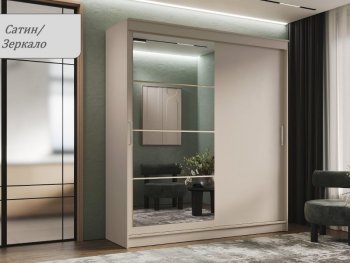 Шкаф-купе 2000 мм Гранд-1 ЛДСП/Зеркало, Сатин (Эра) в Екатеринбурге - mebel-e96.ru