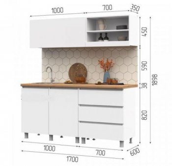 Кухонный гарнитур Хелен 1700 мм белый (СтендМ) в Екатеринбурге - mebel-e96.ru