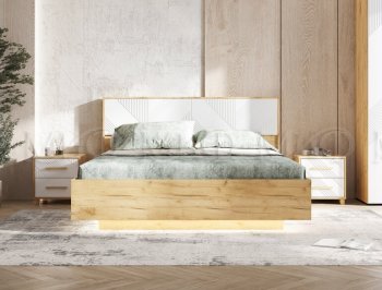 Кровать парящая Ирис крафт/белый с подсветкой (Миф) в Екатеринбурге - mebel-e96.ru