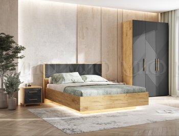 Кровать парящая Ирис крафт/графит(Миф) в Екатеринбурге - mebel-e96.ru