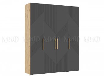 Шкаф 1800 мм Ирис с антресолью крафт/графит (Миф) в Екатеринбурге - mebel-e96.ru